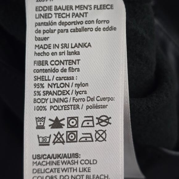 Eddie Bauer mens fleece lined tech pant black 40x32 hiking 6870 - Picture 10 of 11